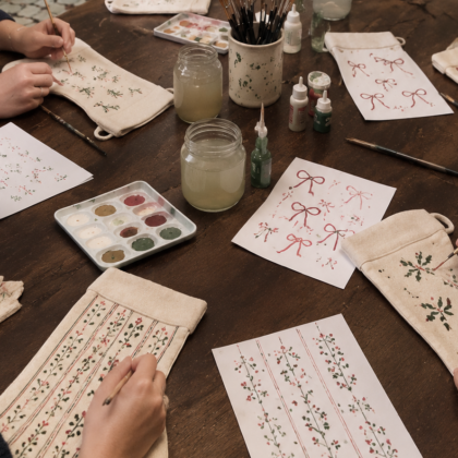 G 12 diciembre: Pintura de tela- Calcetín de Navidad